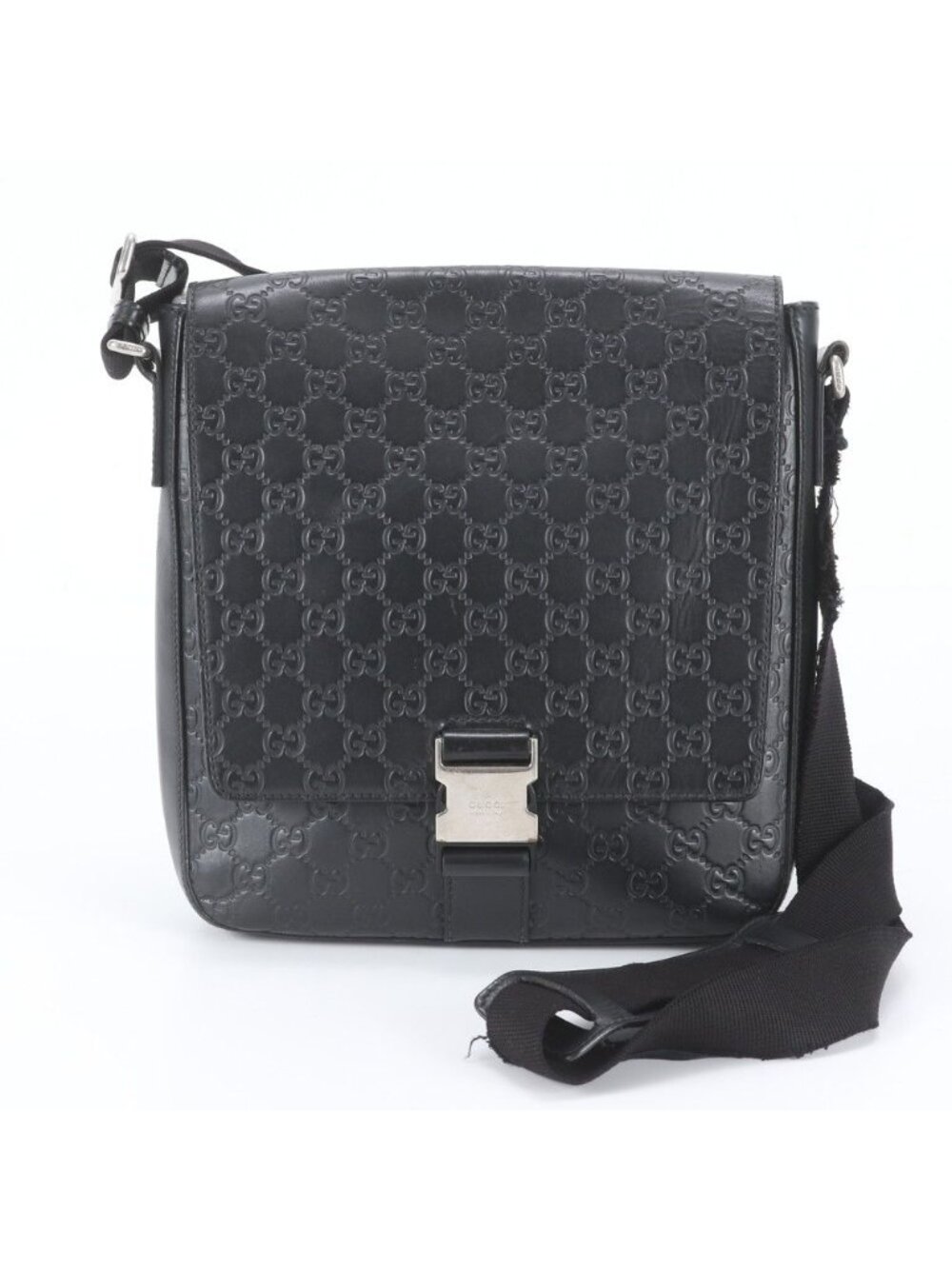 Gucci Guccissima Leather Shoulder Bag Crossbody Messenger Black